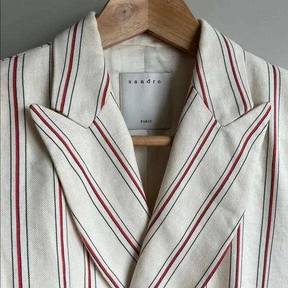 Sandro Striped Cream Blazer & Pants Set, 36 - Picture 10 of 15